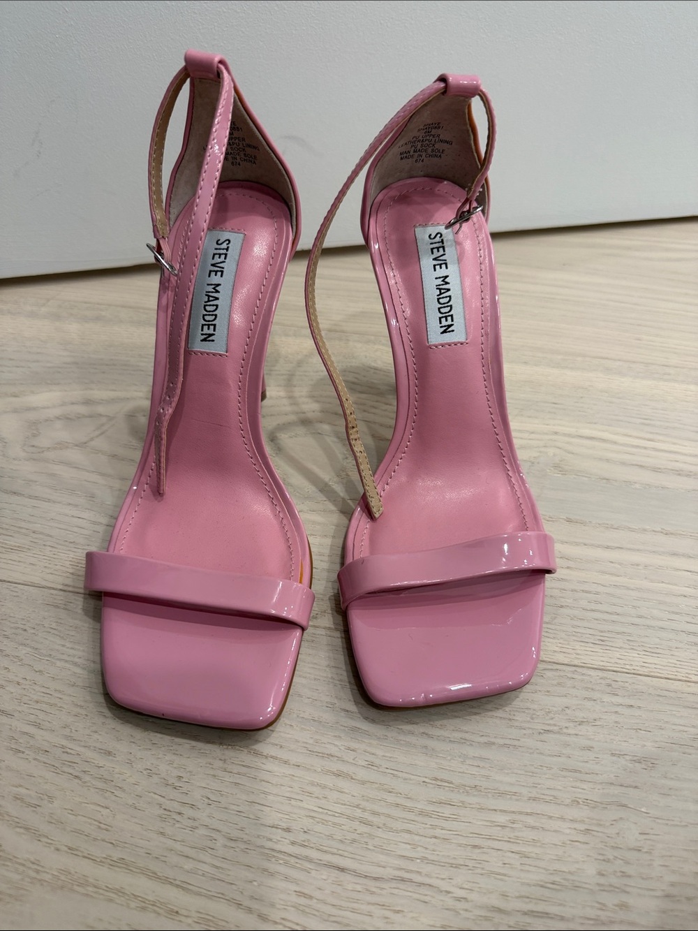 Steve Madden Glossy Pink Square-Toe Slingback Heels